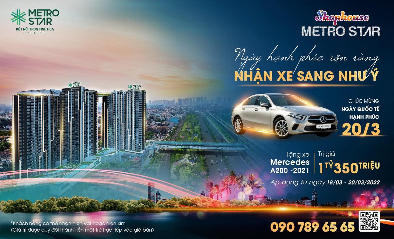 CT Land tặng xe Mercedes khi mua shophouse Metro Star trong ngày Quốc tế Hạnh phúc