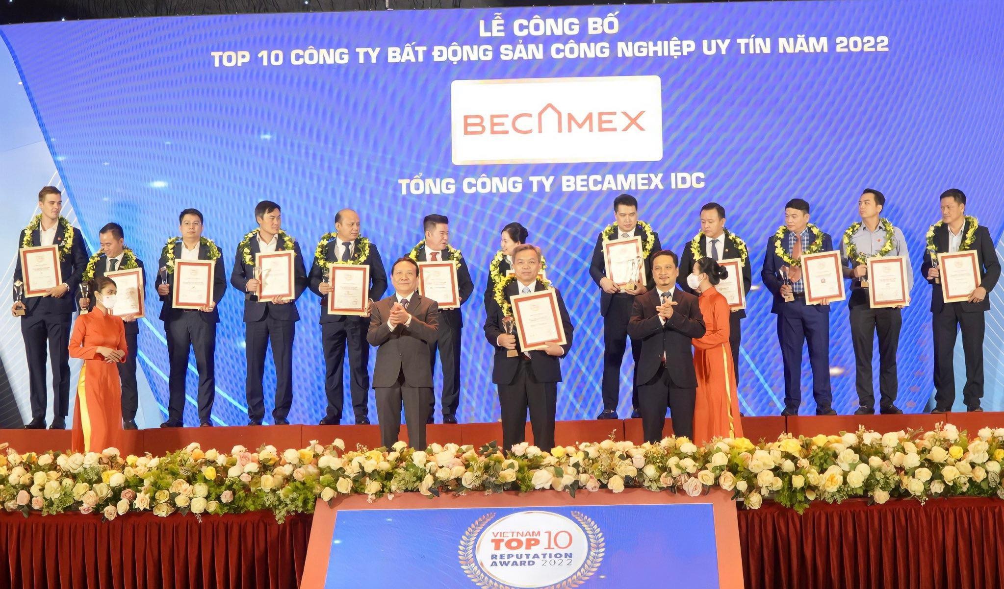 Becamex IDC đạt danh hiệu Top 10 Công ty BĐS công nghiệp uy tín nhất Việt Nam năm 2022