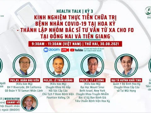 Tọa đàm trực tuyến: Những kinh nghiệm thực tiễn trong chữa trị bệnh nhân Covid-19 tại Hoa Kỳ