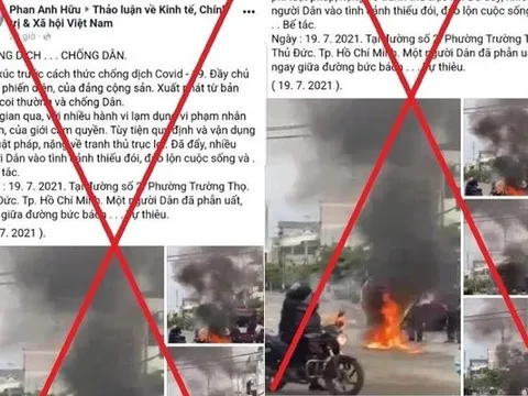 Thông tin "người dân bức xúc tự thiêu tại TP.Thủ Đức" là sai sự thật